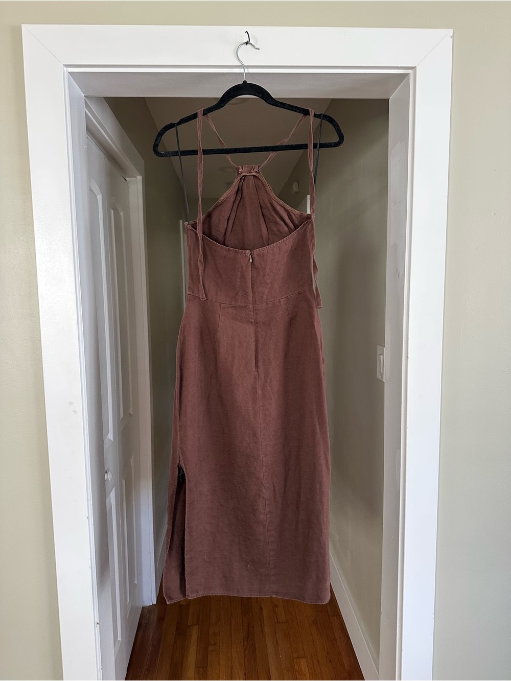 Reformation Santino Brown Halter Midi Dress - Picture 3 of 6